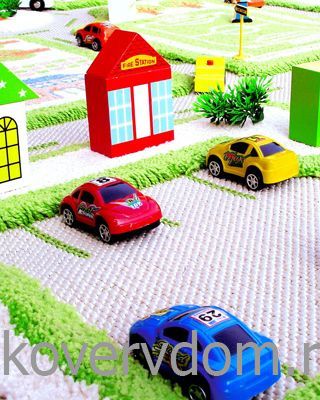 Детский развивающий игровой рельефный 3D ковер Городской Траффик арт.134Х180 зеленый