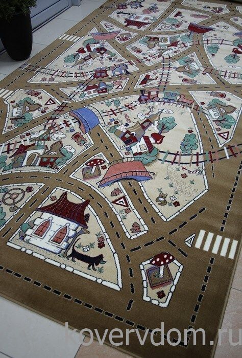 Детский ковер Веселые дорожки светло-коричневый 